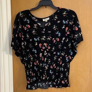 Love J Black Floral Blouse